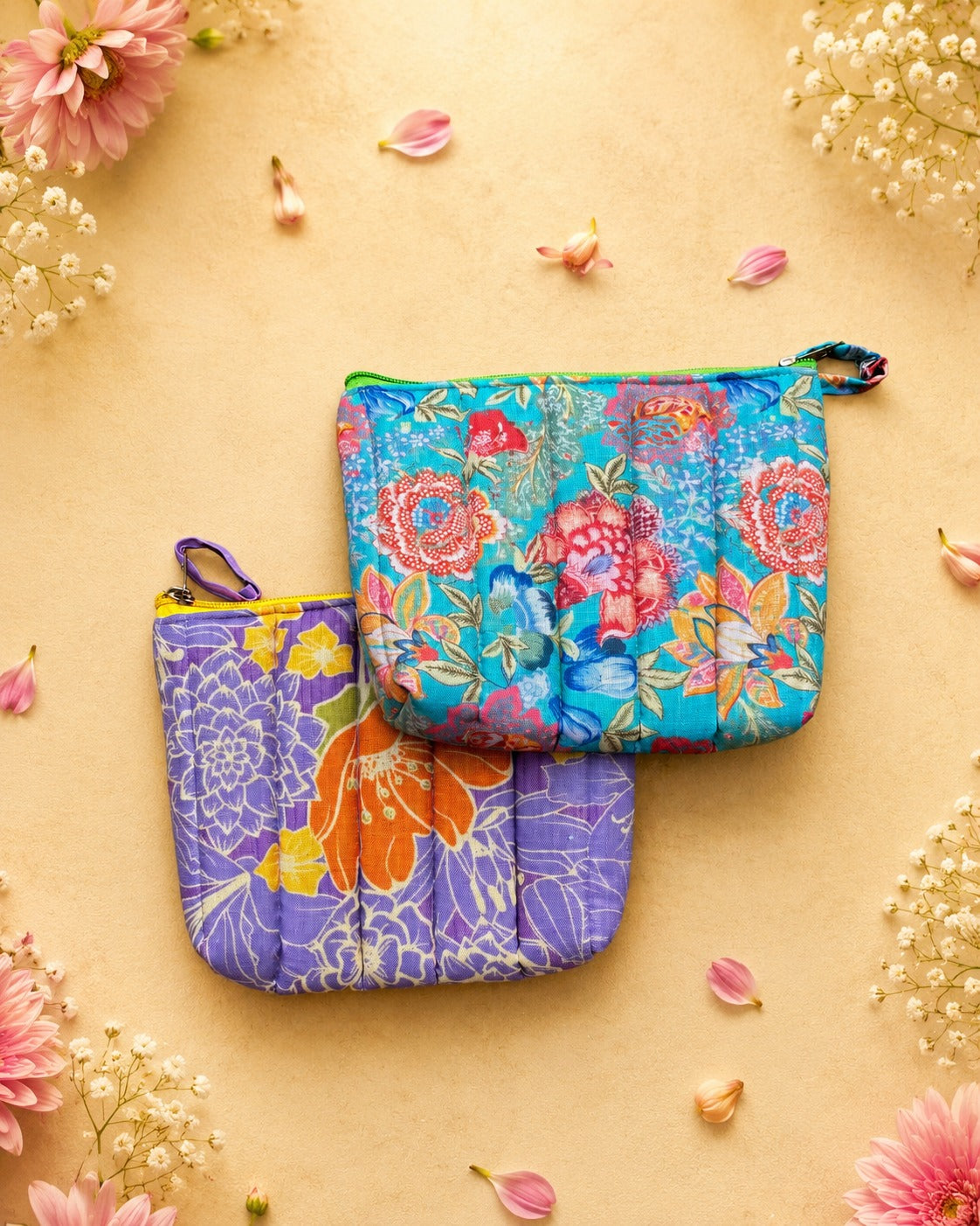 COLOURFUL FABRIC ZIPPER POUCH -I