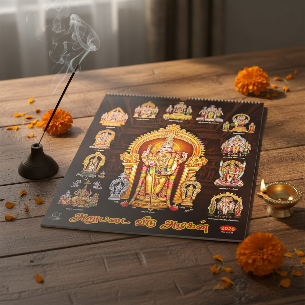 
                  
                    Arupadai Azhagan Wall Calendar 2026
                  
                