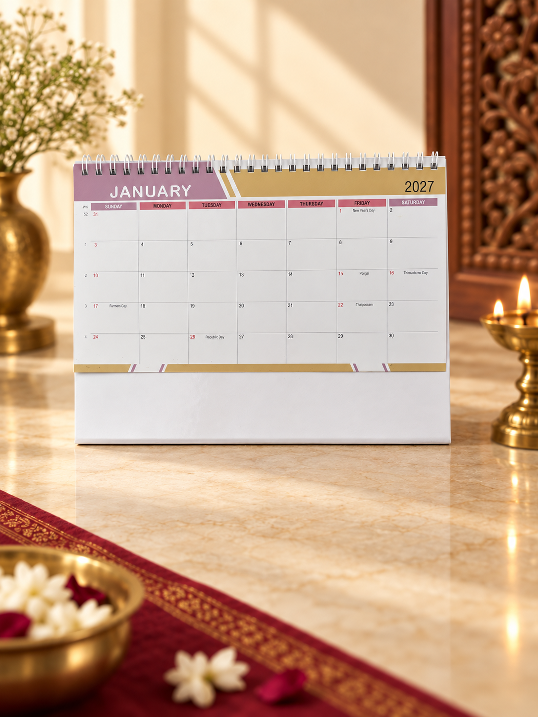 NTL 01 Table Calendar 2027 - styled product view