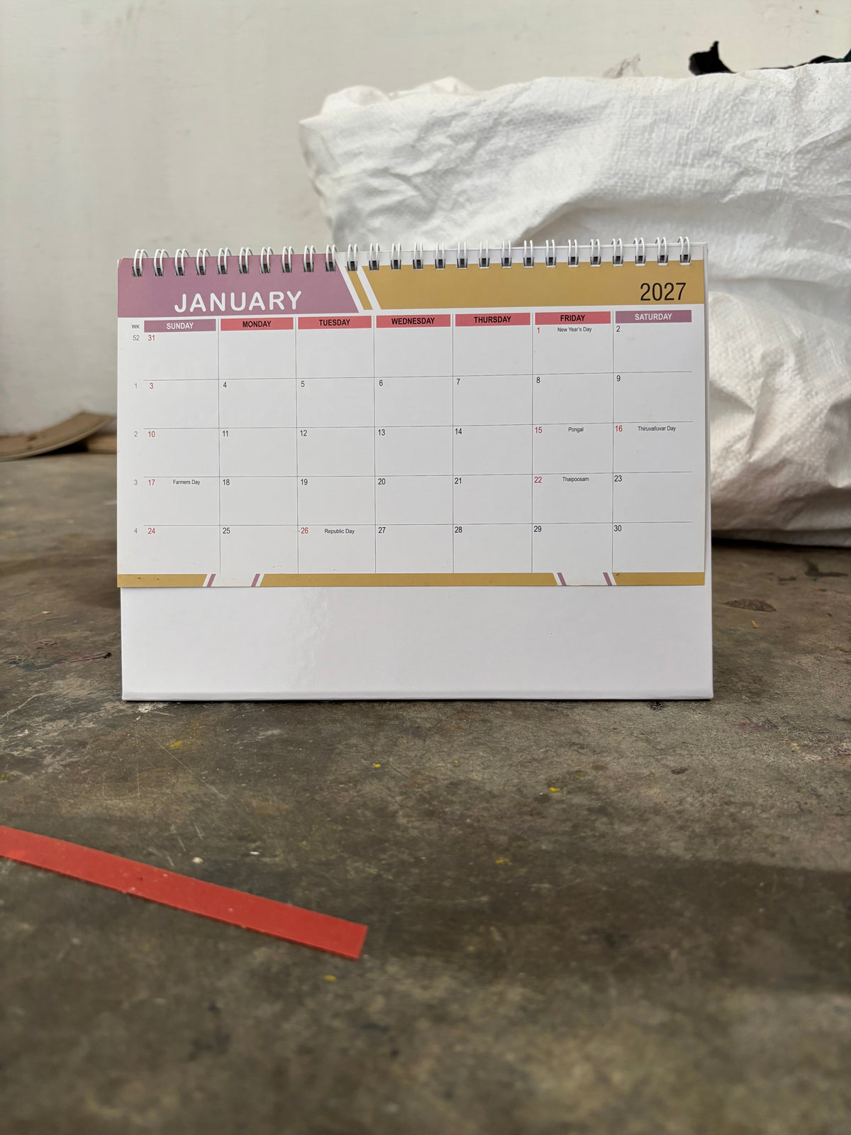 NTL 01 Table Calendar 2027