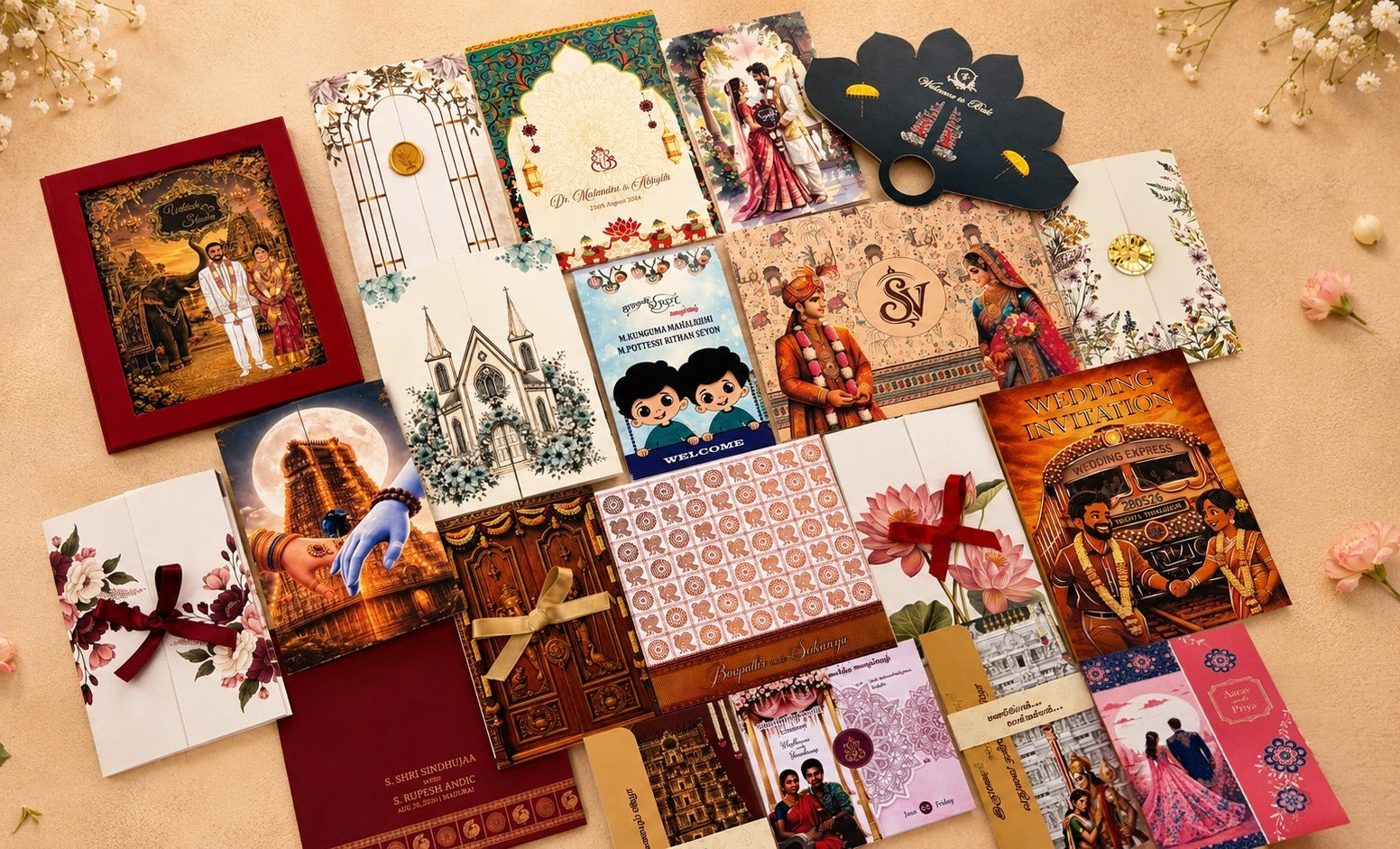 A selection of Lovely Cards wedding invitations